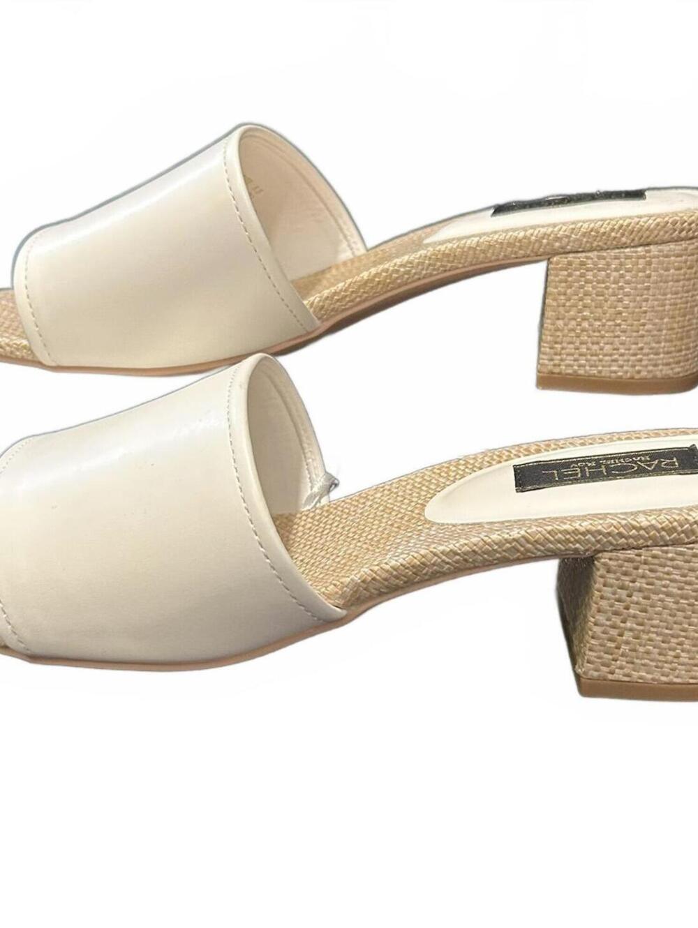 Rachel Roy Block Heel Summer Sandals "White" Women 8.5 | NWT